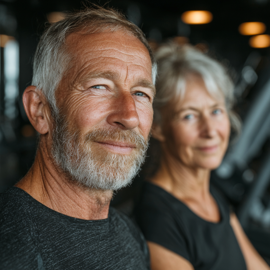 Активні літні люди займаються фітнесом